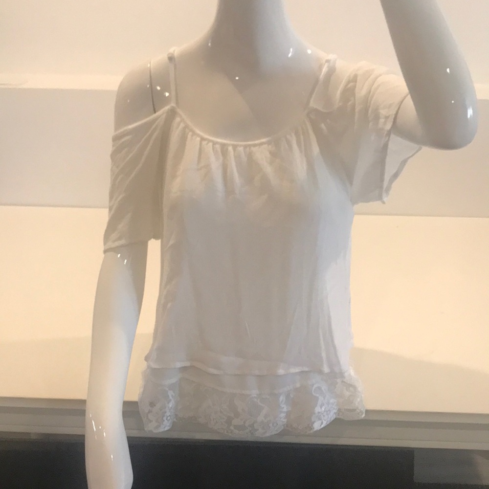 Off the Shoulder White Top With Lace Trim
